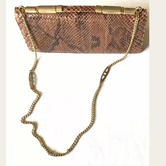 70s Christian Dior Brown Genuine Snakeskin Handbag - Picture 4 of 8